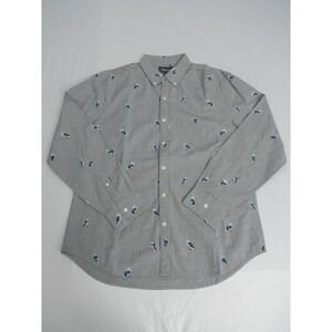 Bonobos Men's Standard Fit Button Down‎ Shirt Gray Owl Print Long Sleeve Size L